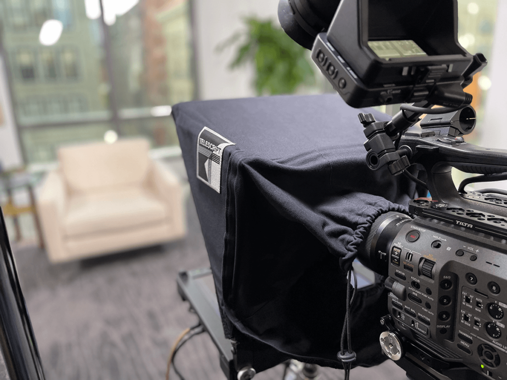 video production camera in focus
